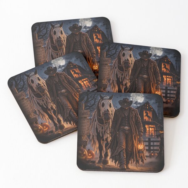 Item preview, Beware – Haunted Cowboy & Ghost Horse Halloween designed and sold by Quarterhorses.