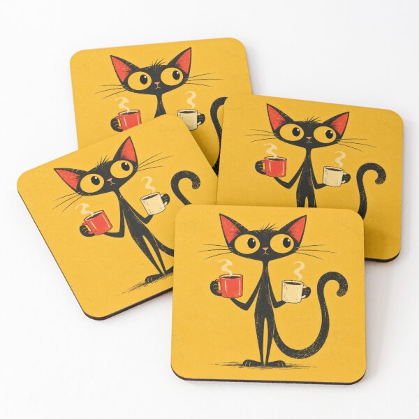 Item preview, Cute cat holding two cups designed and sold by anytka.