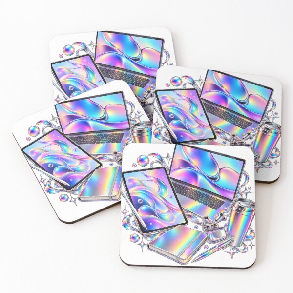 Item preview, Study Cafe Essentials - Chrome Rainbow 2020s Lifestyle Collage designed and sold by The198X.