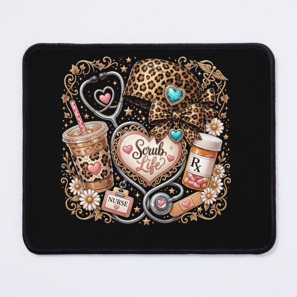 Item preview, Scrub Life Nurse Leopard Print Stethoscope Heart Nursing Aesthetic designed and sold by ArcaneArtistry.