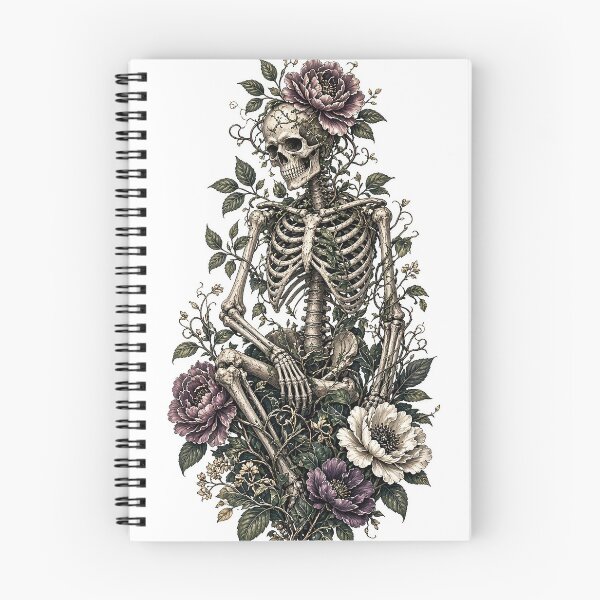 Item preview, Skeleton with Botanical Flowers Dark Academia designed and sold by MFMart.