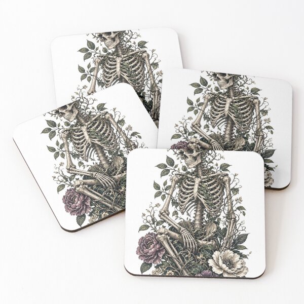 Item preview, Skeleton with Botanical Flowers Dark Academia designed and sold by MFMart.