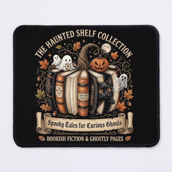 Item preview, Haunted Shelf Collection Halloween Books Ghost Cat Pumpkin Bookish Gothic designed and sold by ArcaneArtistry.