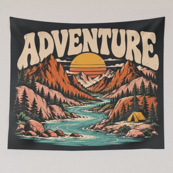 Item preview, Mountains with river and sunset designed and sold by anytka.