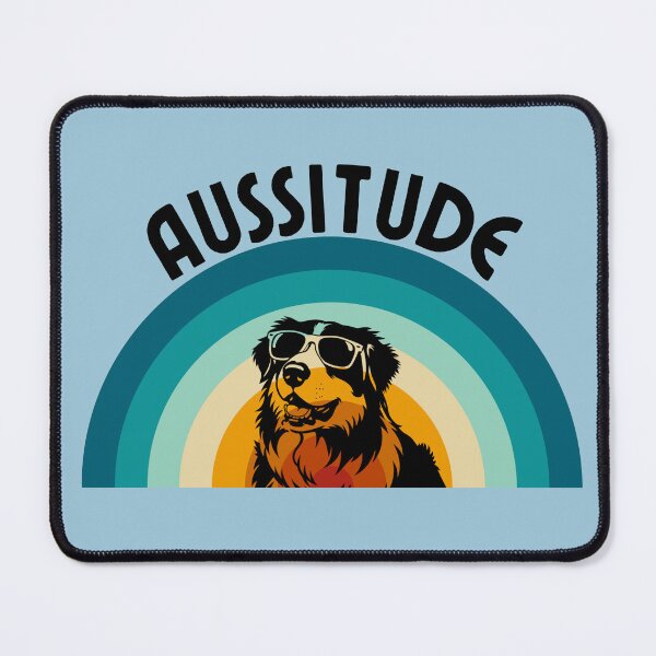 Item preview, Aussitude - Retro Sunset Australian Shepherd with Sunglasses designed and sold by AJTindal.
