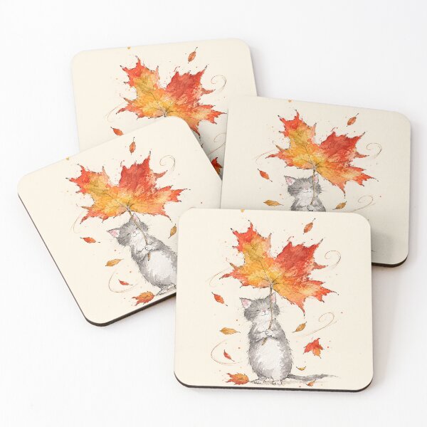 Item preview, Autumn Cat and Leaf designed and sold by Quelon.