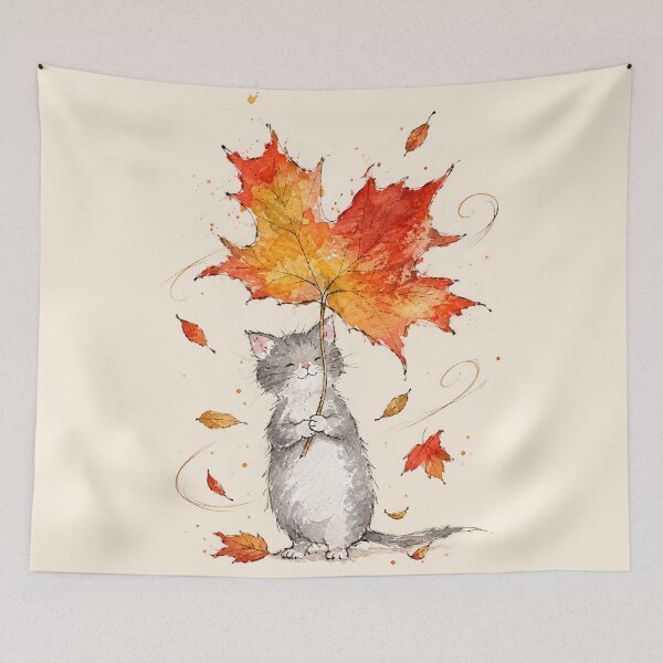 Item preview, Autumn Cat and Leaf designed and sold by Quelon.
