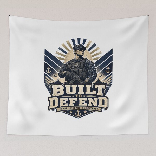Item preview, Navy Seal Soldier Marine Built To Defend Motivational Slogan gift for Armed Forces Marines designed and sold by LD ART.