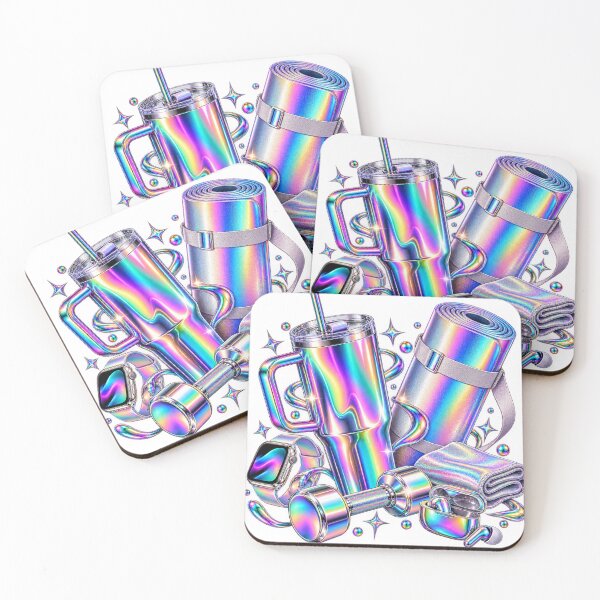 Item preview, Fitness Wellness Club - Chrome Rainbow 2020s Lifestyle Collage designed and sold by The198X.