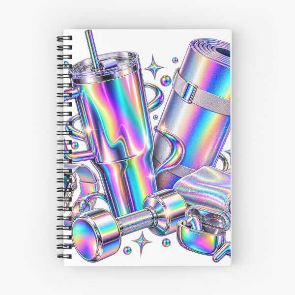 Item preview, Fitness Wellness Club - Chrome Rainbow 2020s Lifestyle Collage designed and sold by The198X.