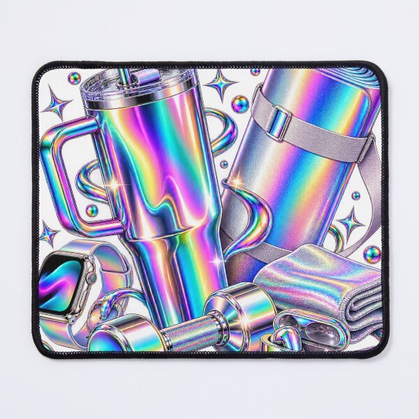 Item preview, Fitness Wellness Club - Chrome Rainbow 2020s Lifestyle Collage designed and sold by The198X.