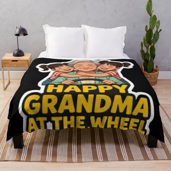 Item preview, Happy Grandma At The Wheel Cute Family Bumper Sticker designed and sold by PoleksGraphics.