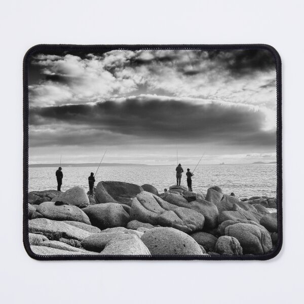 Item preview, Ocean Fishing in Black and White Landscape photo designed and sold by Faith Based Decor & Art &Gifts.