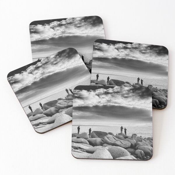 Item preview, Ocean Fishing in Black and White Landscape photo designed and sold by Faith Based Decor & Art &Gifts.