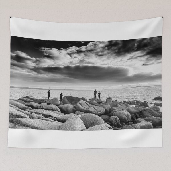 Item preview, Ocean Fishing in Black and White Landscape photo designed and sold by Faith Based Decor & Art &Gifts.