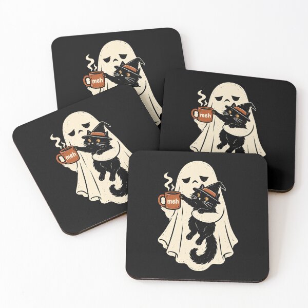 Item preview, Ghost Hugging Black Witch Cat Coffee Funny Halloween designed and sold by Kladhadredo.