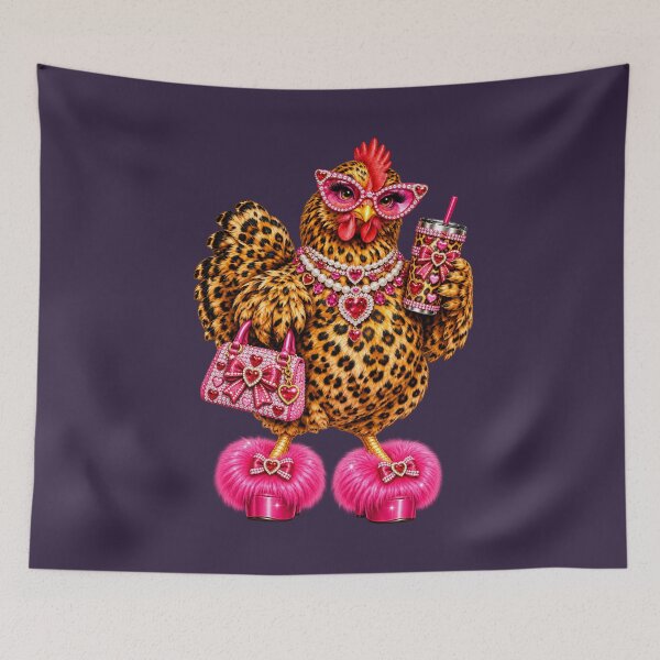 Item preview, Glam Leopard Chicken Pink Rhinestone Country Fashion Art designed and sold by AmiGraph.