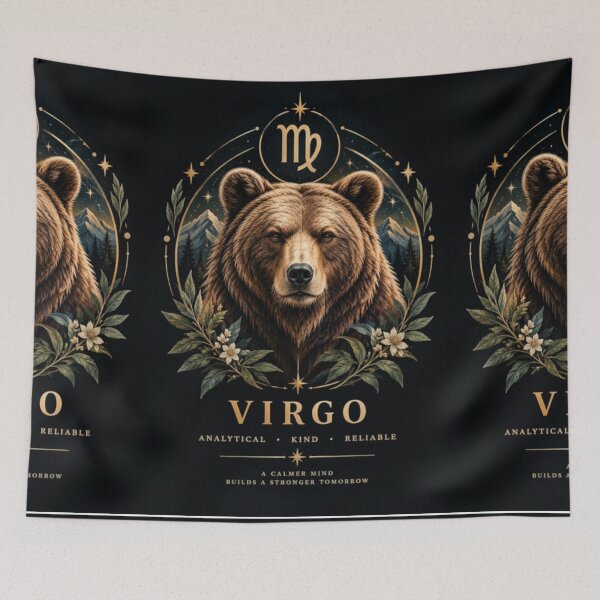 Item preview, Virgo Zodiac Bear Celestial Astrology Art designed and sold by varotti.