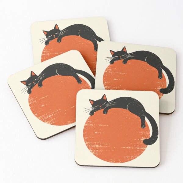 Item preview, Black cat resting on orange circle designed and sold by anytka.