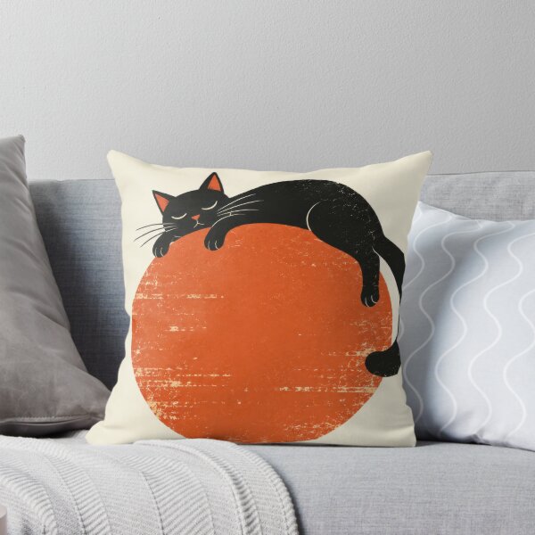 Item preview, Black cat resting on orange circle designed and sold by anytka.