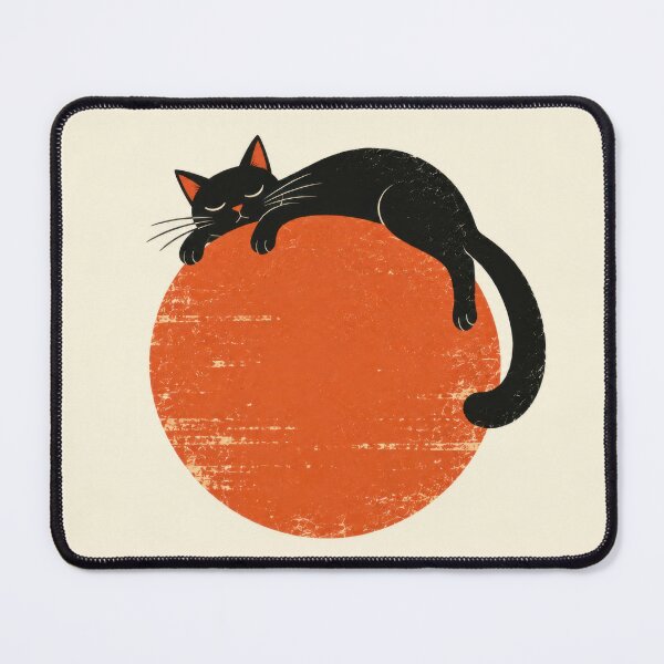 Item preview, Black cat resting on orange circle designed and sold by anytka.