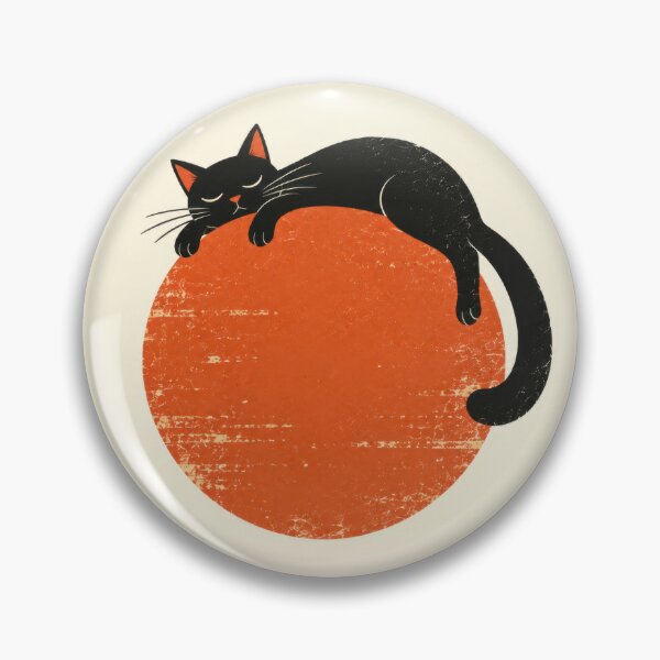 Item preview, Black cat resting on orange circle designed and sold by anytka.