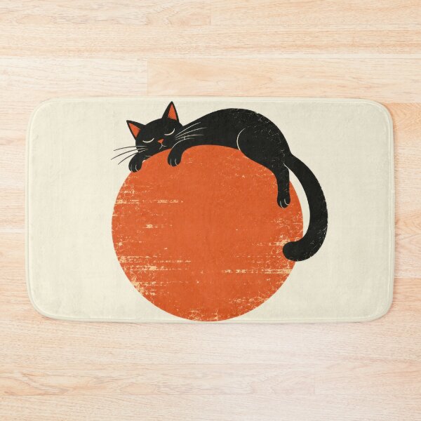 Item preview, Black cat resting on orange circle designed and sold by anytka.