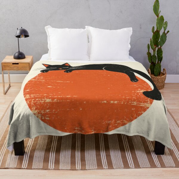 Item preview, Black cat resting on orange circle designed and sold by anytka.