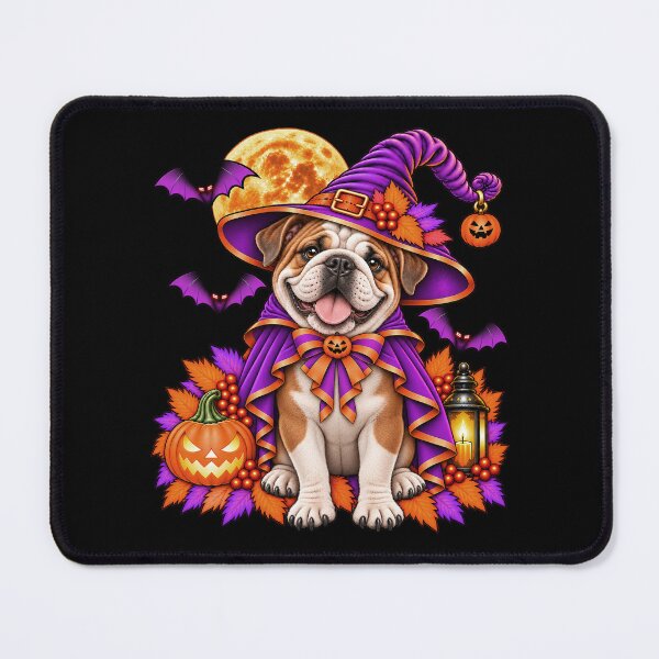 Item preview, English Bulldog Halloween Witch Costume & Spooky Pumpkin designed and sold by PixelsPaws.
