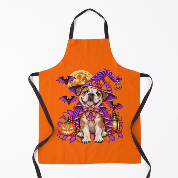 Item preview, English Bulldog Halloween Witch Costume & Spooky Pumpkin designed and sold by PixelsPaws.