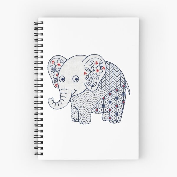 Item preview, elephant in sashiko style pattern  designed and sold by Maewshooter.