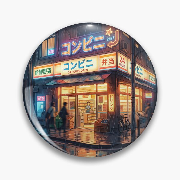 Item preview, Rainy Night Tokyo 24/7 Japanese Convenience Store Sticker designed and sold by Hikariha Studio.