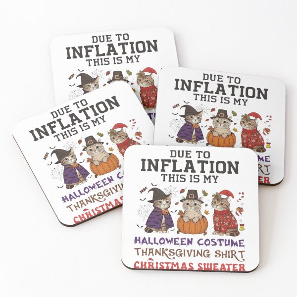 Item preview, Due To Inflation This Is My Multi-Holiday Cat Costume Funny T-Shirt Design designed and sold by CreativeNest Prints.