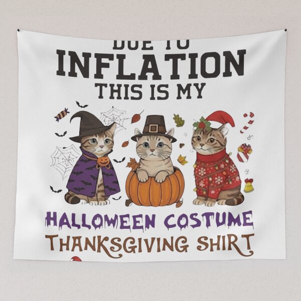 Item preview, Due To Inflation This Is My Multi-Holiday Cat Costume Funny T-Shirt Design designed and sold by CreativeNest Prints.