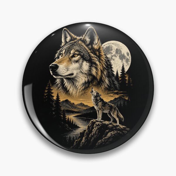 Item preview, Howling Wolf Full Moon Wilderness Vintage Nature designed and sold by Kladhadredo.