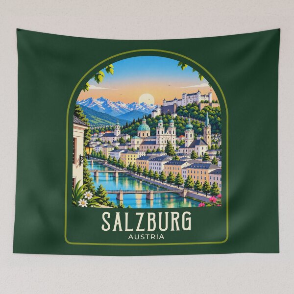 Artikelvorschau, Salzburg Vintage-Reiseillustration entworfen und verkauft von HomeLivingCo.