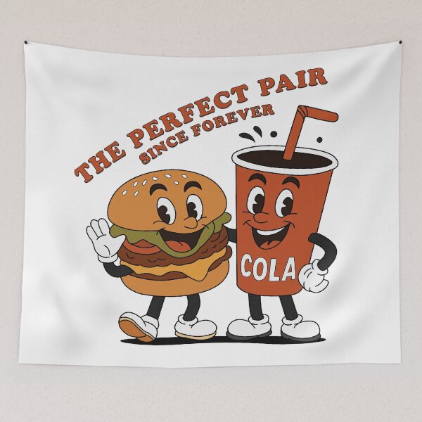 Item preview, Vintage Retro Hamburger Cola Mascot - The Perfect Pair designed and sold by KozbiDesign.