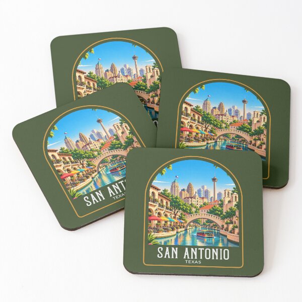 Item preview, San Antonio Vintage Travel Illustration designed and sold by HomeLivingCo.