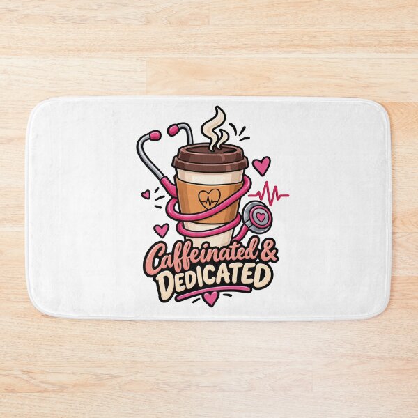 Item preview, Caffeinated And Dedicated Funny Nurse Coffee Stethoscope  designed and sold by CrazySzoopWorld.