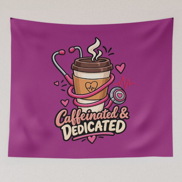Item preview, Caffeinated And Dedicated Funny Nurse Coffee Stethoscope  designed and sold by CrazySzoopWorld.