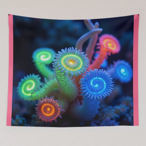 Item preview, Glowing Spiral Flowers – Neon Bioluminescent Fantasy Botanical Art. designed and sold by fbtrisha.