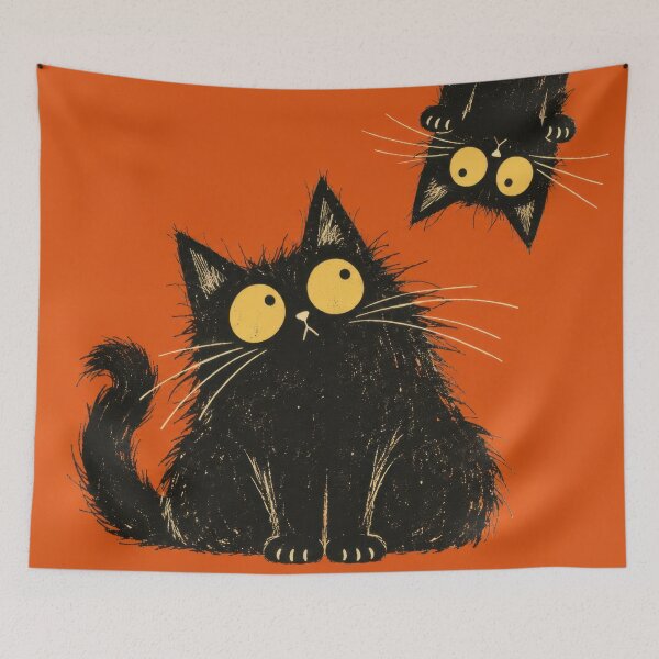 Item preview, Two black cats on orange designed and sold by anytka.