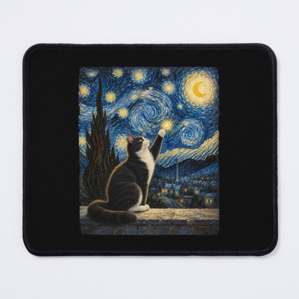 Item preview, Van Gogh Starry Night Moon Artistic Pet Lover Cat designed and sold by Kladhadredo.
