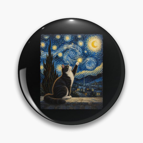 Item preview, Van Gogh Starry Night Moon Artistic Pet Lover Cat designed and sold by Kladhadredo.
