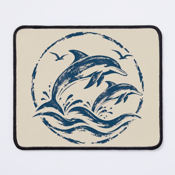 Item preview, Navy Blue Dolphin Family Ocean Emblem designed and sold by JonelCrafts.