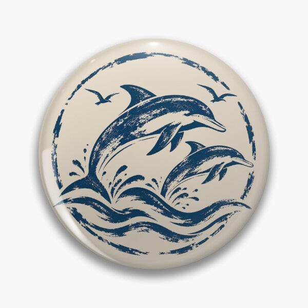 Item preview, Navy Blue Dolphin Family Ocean Emblem designed and sold by JonelCrafts.