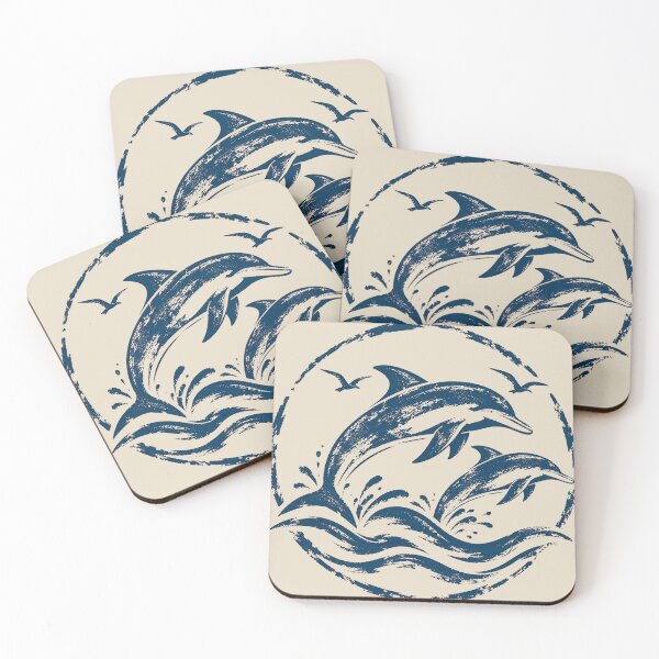 Item preview, Navy Blue Dolphin Family Ocean Emblem designed and sold by JonelCrafts.