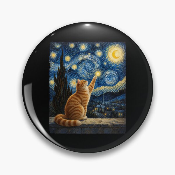Item preview, Van Gogh Starry Night Moon Artistic Pet Lover Cat designed and sold by Kladhadredo.