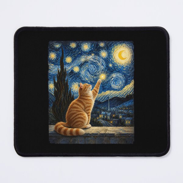 Item preview, Van Gogh Starry Night Moon Artistic Pet Lover Cat designed and sold by Kladhadredo.