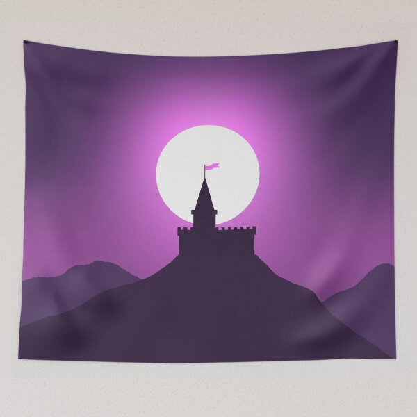 Item preview, Mystical Castle Moon Silhouette - 100% Mouse-Drawn MS Paint Art designed and sold by ArtisticJump.